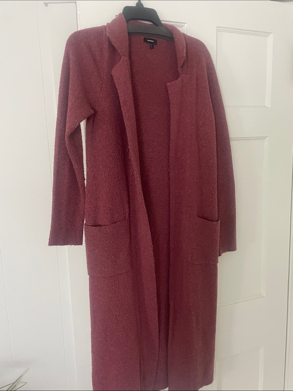 Express Long Open-Front Cardigan Sweater - Rose Mauve